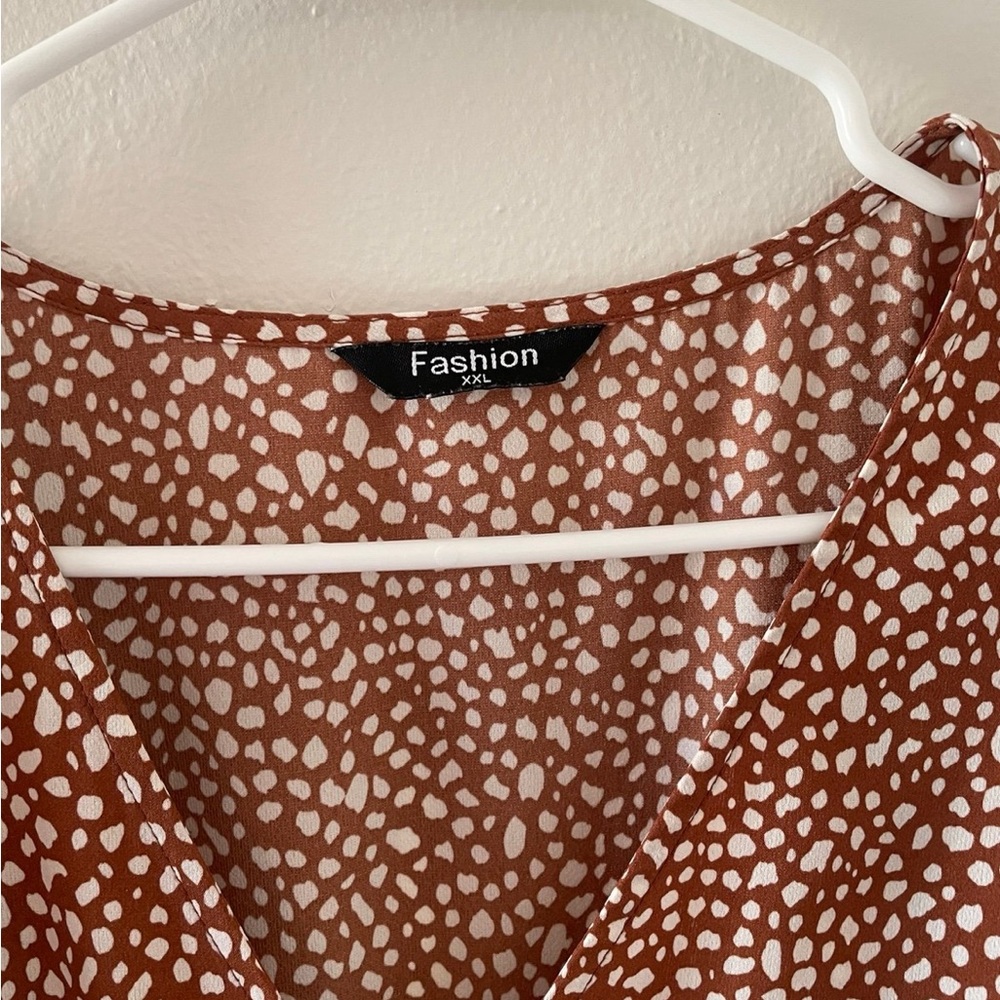 Red Brown, Organic Polka Dot, Maxi Dress - Picture 6 of 9